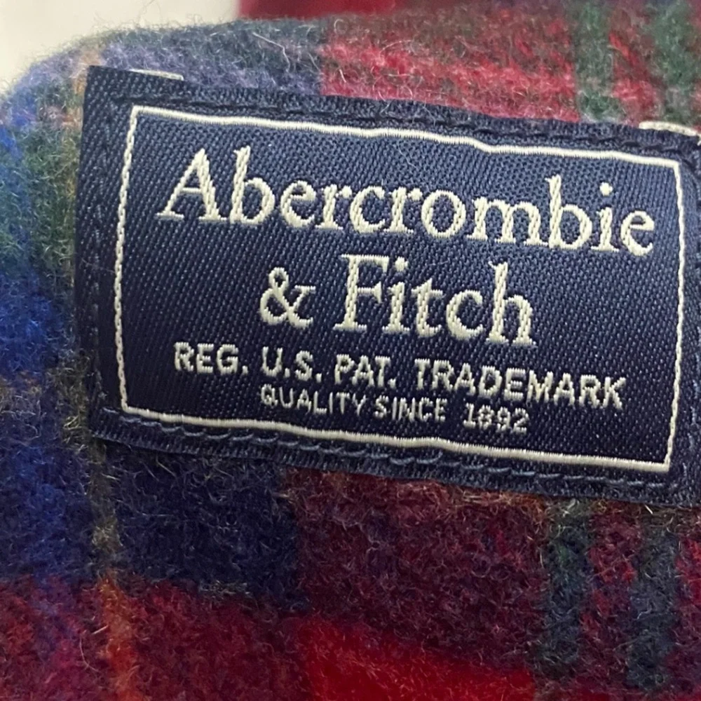 Abercrombie Fitch Unisex Tartan Red Plaid Winter Scarf Y2k Snow Days Preppy